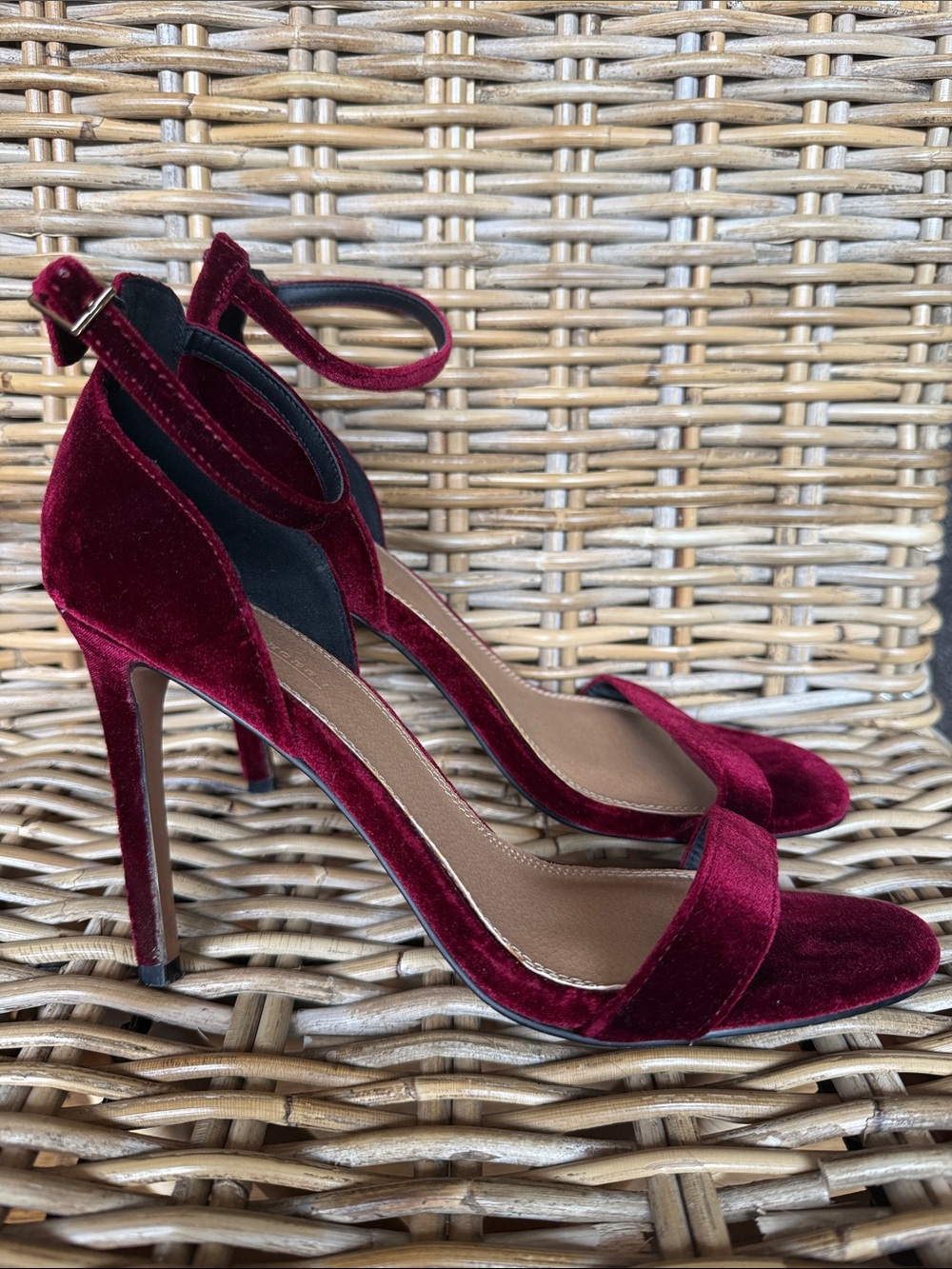 ASOS Burgundy Velvet Ankle-Strap Women’s Sandals